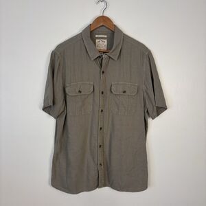 Fat Face Mens XL Regular Fit Olive Green Button Up Cotton Short Sleeve Shirt